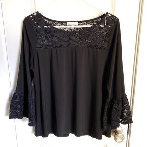 Faith & Joy 3/4 Bell Sleeve w/ Lace Embellishments